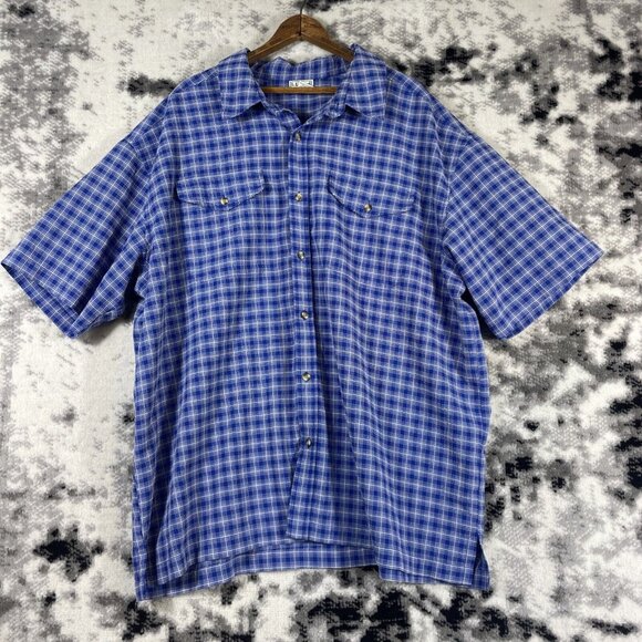 LL Bean Shirt Mens Size Extra Large Blue Front Pockets Button Up Collared Casual - Picture 1 of 12